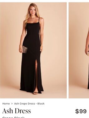 Birdy Grey Black Maxi Slip Dress with Thigh Slit
